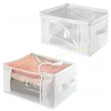 iDesign Fabric Storage Zipper Bags (2) White