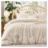 Bedsure Queen Comforter Set - Beige, 3pc