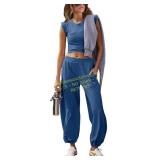 Seetaa 2pc Set: Cropped Tee & High Rise XS