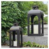 DECORKEY LED Lanterns Set of 2, Black