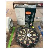 Dart board, raised toilet seat