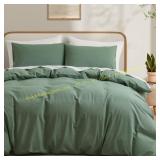 Washed Cotton Duvet Cover Twin, Mint 68x90
