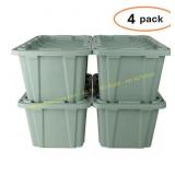 HDX 27-Gal Heavy-Duty Green Totes w/ Lids (4-Pack)