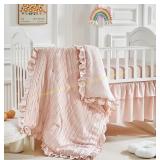 Tufted Stripes Crib Bedding Set with Ruffle