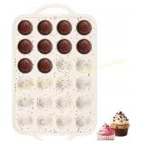 Silicone Mini Muffin Pan 24 Cups, Beige