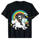 Halloween Unicorn Grim Reaper Riding T Shirt 2XL
