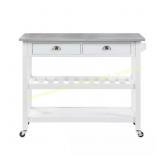 American Heritage White Steel Kitchen Cart