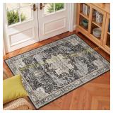 RUUGME Black Washable Entry Rug 2x3
