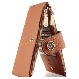 BOSTANTEN Women s RFID Leather Wallet Brown