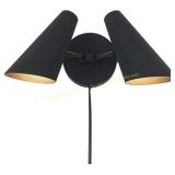 2-Light Plug-in Wall Sconce, Matte Black