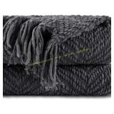 BATTILO HOME Dark Grey Throw Blanket 50" x 60"