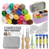 Needle Felting Kit: 20-Color Wool Roving Set