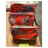 3pc Quilted Safari Print Travel/Make Up Bags