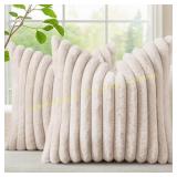 2 Sets ORANGE decorUhome Faux Fur Pillow Covers 16