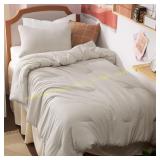 Bedsure Twin Comforter Set, Beige