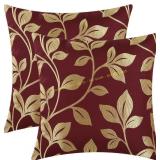 CaliTime Throw Pillow Covers 18x18 Burgundy