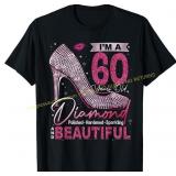 WHITE Med 60th Birthday T-Shirt: Diamond 60 & Fabu