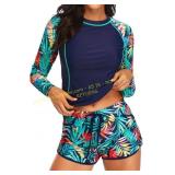 Rash Guard 2-Piece L Swimsuit with Bra Shirt