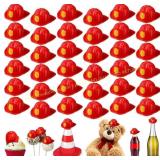 Sratte 36 Pcs Firefighter Hats Cake Topper