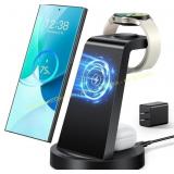 WHITE 3-in-1 Wireless Charger Dock Buds