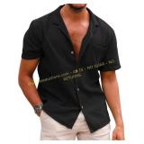 COOFANDY Hawaiian Floral Shirt, Black, XL