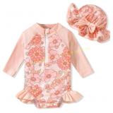 Aalizzwell Baby Girl Swimsuit with Hat