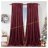 Dchola Wine Velvet Curtains, 52x84, 2 Panels