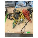 Drill, nail gun, trouble lights