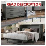 Santa Fe Grey Murphy Bed with Queen Mattress (no d