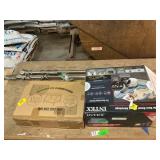 Full size air mattress, curtain rods, foot rest