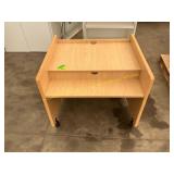 Wooden desk on wheels