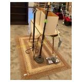 Floor lamps, rug, table
