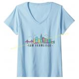 SF Skyline Golden Gate V-Neck Tee Pink