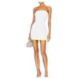 Mesh Strapless Bodycon Dress, Ruched Mini Sz XL
