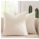 MIULEE Faux Fur Throw Pillow Covers 18x18 (2)