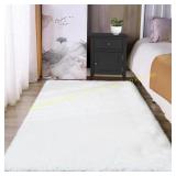 Latepis White 3x5 Shag Rug, Soft Area Rug