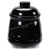 HAOTOP Ceramic Garlic Keeper with Lid, Black