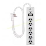 6-Outlet Surge Protector, 4 ft Cord, White