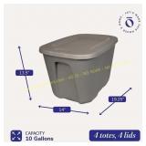 3Ct Homz Large 10-Gallon Gray Tote with Lid