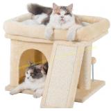 Large Cat Tree Tower with Perch & Bed Beige