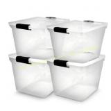 HOMZ 4-Pack 31 Qt Latching Lid Bins, Gray