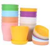 JERIA 16-Pack 4" Plastic Plant Pots, 8 Colors