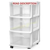 HOMZ 3-Tier Drawer Tower Rolling Cart White