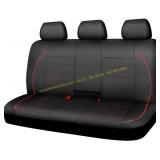 CAR PASS Leather Rear Seat Cover, Black/Red