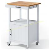 Rolling Kitchen Island Cart with Drawer, White