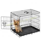 EDX Small Dog Crate, 24" Folding Cage with Pan