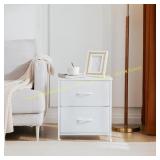 2-Drawer Nightstand Set with Bins, White