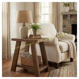 BYBLIGHT 27.6" Brown Wood End Table