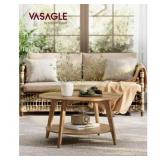 VASAGLE Round Coffee Table, 2 Tier, Brown