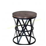 Dark Brown Barrel Table with Metal Legs
